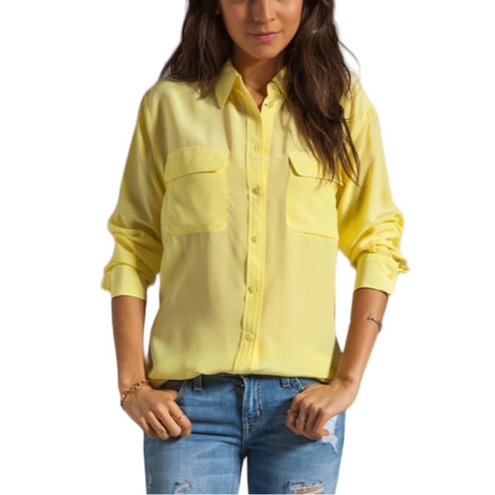Equipment Silk Yellow Signature Oversized Blouse - S